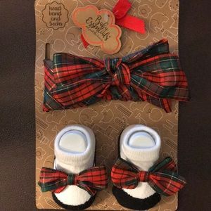 Baby girl plaid headband & socks